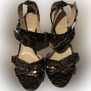 J. Crew Leopard Patent Leather Strappy Buckle Sandals-11